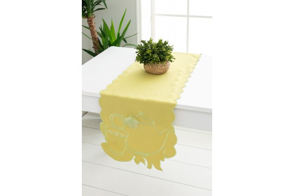 Cafe Dream Nakışlı Runner 40x160cm Fıstık Yeşili
