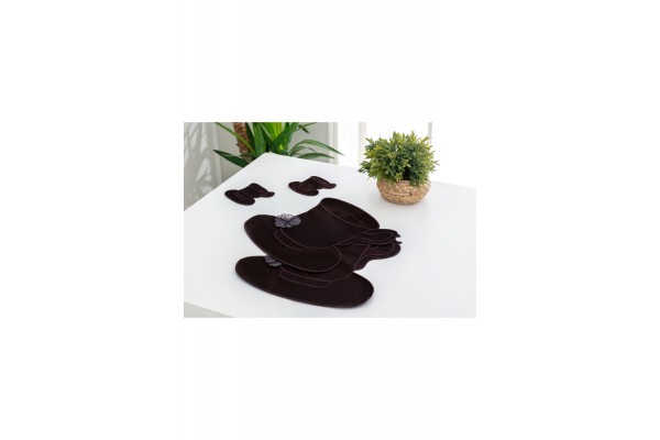 Cafe Dream Nakışlı Çiçekli Supla-amerikan Servisi Seti 4 Parça 30x32cm Kahve