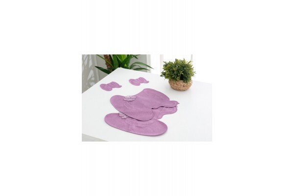 Cafe Dream Nakışlı Çiçekli Supla Amerikan Servisi 4 Parça 30x32cm Lila
