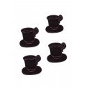 Cafe Dream Nakışlı Kokteyl Bardak Altlığı Seti 4 Parça 11x13 cm Kahverengi
