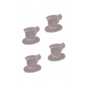 Cafe Dream Nakışlı Kokteyl Peçete Bardak Altlığı Seti 4 Parça 11x13 cm Vizon
