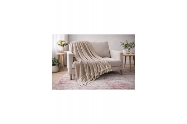 Koltuk Örtüsü Püsküllü Bağlı Çift Kat 180x210cm Koltuk Örtüsü