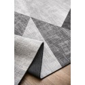 Antrasit Gri Beyaz Geometrik Üçgen Desenli S10473 Modern Yıkanabilir Şönil 80*150