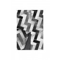 Siyah Gri Beyaz Balıksırtı Geometrik Desenli S10492 Modern Yıkanabilir Şönil Salon Halısı