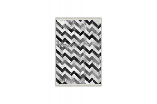 S10492 Sombra Gri Siyah Geometrik Modern Şönil Halı